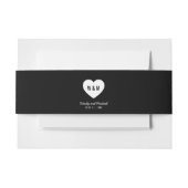 Zwart & Wit Monogram Hart Trouwdag Uitnodigingen Wikkel (Voorkant Voorbeeld)