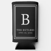 Zwart-wit Monogram Huwelijk Tall Koelbox Seltzer Blikjeskoeler (Voorkant)