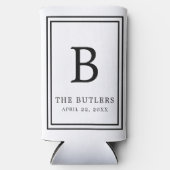 Zwart-wit Monogram Huwelijk Tall Koelbox Seltzer Blikjeskoeler (Voorkant)