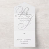 Zwart wit monogram in één bruiloft all in one uitnodiging (Binnen)