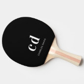 Zwart wit monogram initails naam minimalistisch tafeltennisbatje (Zijkant)