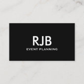 Zwart Wit Monogram Initiaal Aangepaste naam Eenvou Visitekaartje (Voorkant)