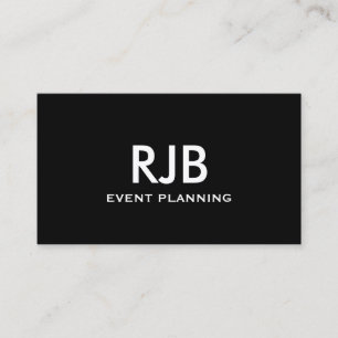 Zwart Wit Monogram Initiaal Aangepaste naam Eenvou Visitekaartje