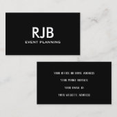 Zwart Wit Monogram Initiaal Aangepaste naam Eenvou Visitekaartje (Voorkant / Achterkant)