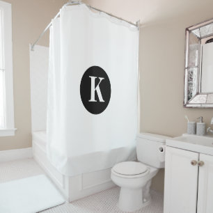 Zwart Wit Monogram Initiaal Aangepaste Naam Modern Douchegordijn