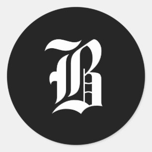 Zwart-wit monogram Initiaal B Ronde Sticker