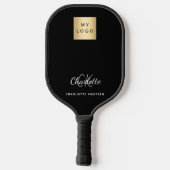 Zwart wit monogram initiaal bedrijfslogo naam pickleball paddle (Achterkant)
