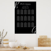 Zwart-wit monogram Initiaal bruiloft Poster (Keuken)