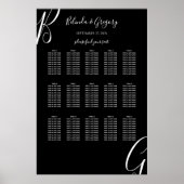 Zwart-wit monogram Initiaal bruiloft Poster (Voorkant)