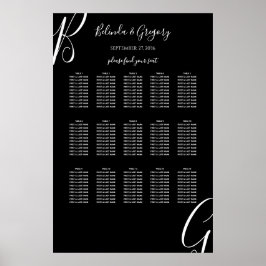 Zwart-wit monogram Initiaal bruiloft Poster