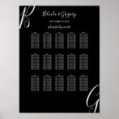 Zwart-wit monogram Initiaal bruiloft Poster (Voorkant)