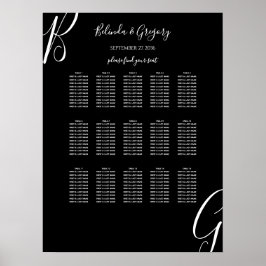 Zwart-wit monogram Initiaal bruiloft Poster