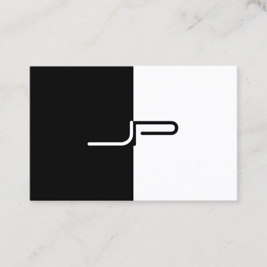 Zwart Wit Monogram Initiaal Elegant Modern Trendy Visitekaartje (Voorkant)