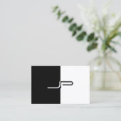 Zwart Wit Monogram Initiaal Elegant Modern Trendy Visitekaartje (Staand voorkant)