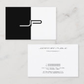 Zwart Wit Monogram Initiaal Elegant Modern Trendy Visitekaartje (Voorkant / Achterkant)