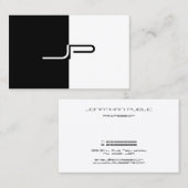 Zwart-wit monogram Initiaal Elegant Modern Visitekaartje (Voorkant / Achterkant)