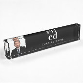 Zwart wit monogram initiaal foto naambordje