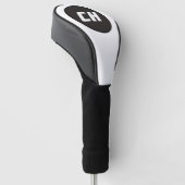 Zwart-wit monogram initiaal golfheadcover (Schuin)