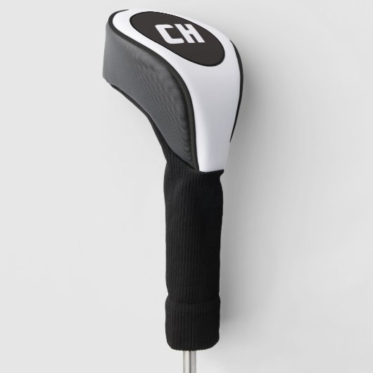 Zwart-wit monogram initiaal golfheadcover (Schuin)