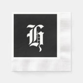 Zwart & Wit Monogram Initiaal H, Servet (Voorkant)