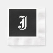 Zwart-wit monogram Initiaal J, Servet (Voorkant)