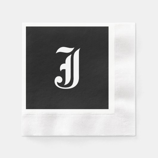 Zwart-wit monogram Initiaal J, Servet (Voorkant)