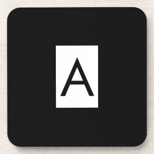Zwart Wit Monogram Initiaal Letter Modern Plain Bier Onderzetter