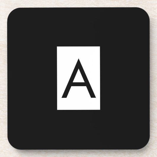 Zwart Wit Monogram Initiaal Letter Modern Plain Bier Onderzetter (Voorkant)