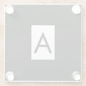 Zwart Wit Monogram Initiaal Letter Modern Plain Glazen Onderzetter (Achterkant)