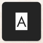 Zwart Wit Monogram Initiaal Letter Modern Plain Kartonnen Onderzetters (Voorkant)