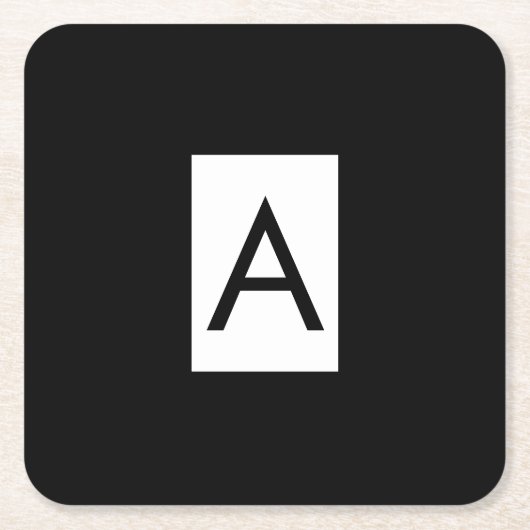 Zwart Wit Monogram Initiaal Letter Modern Plain Kartonnen Onderzetters (Voorkant)