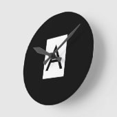 Zwart Wit Monogram Initiaal Letter Modern Plain Ronde Klok (Hoek)