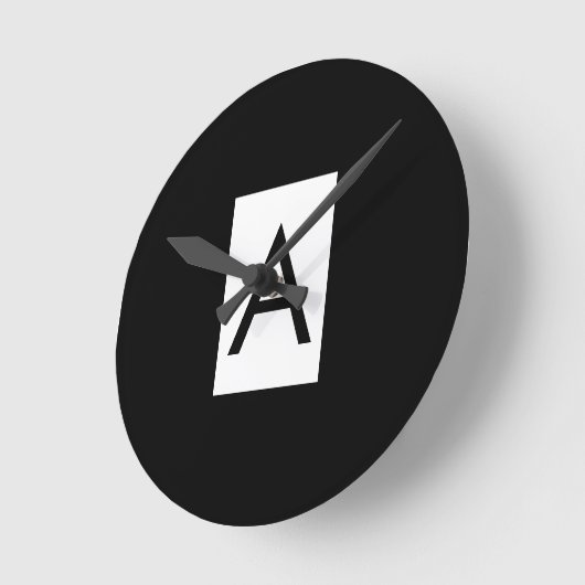 Zwart Wit Monogram Initiaal Letter Modern Plain Ronde Klok (Hoek)