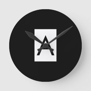 Zwart Wit Monogram Initiaal Letter Modern Plain Ronde Klok