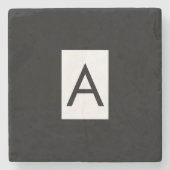 Zwart Wit Monogram Initiaal Letter Modern Plain Stenen Onderzetter (Voorkant)