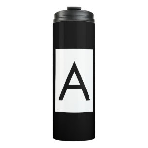 Zwart Wit Monogram Initiaal Letter Modern Plain Thermosbeker