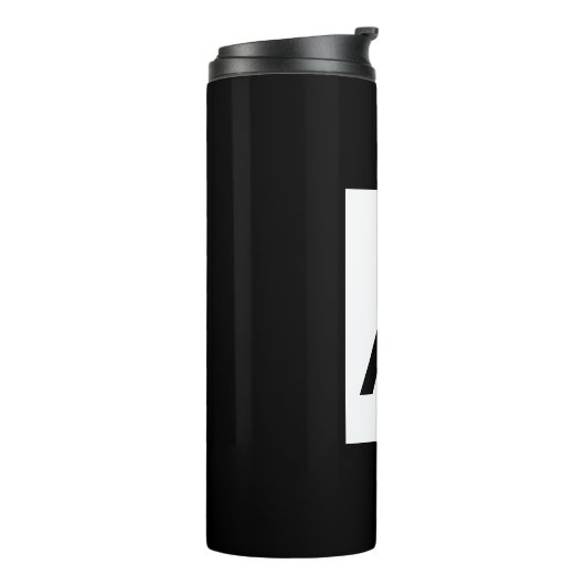 Zwart Wit Monogram Initiaal Letter Modern Plain Thermosbeker (Gedraaid links)