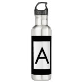 Zwart Wit Monogram Initiaal Letter Modern Plain Waterfles (Voorkant)