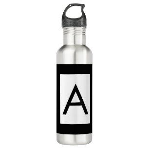 Zwart Wit Monogram Initiaal Letter Modern Plain Waterfles