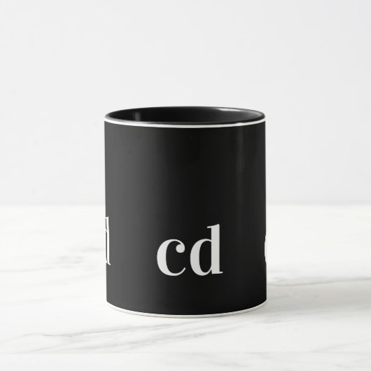 Zwart wit monogram initiaal modern aangepast mok (Midden)