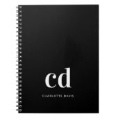 Zwart wit monogram initiaal modern aangepast notitieboek (Voorkant)