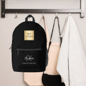 Zwart wit monogram initiaal naam bedrijf logo bedrukte rugzak