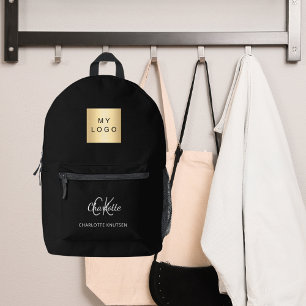 Zwart wit monogram initiaal naam bedrijf logo bedrukte rugzak