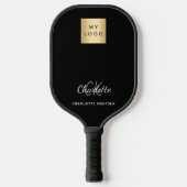 Zwart wit monogram initiaal naam bedrijf logo pickleball paddle (Voorkant)