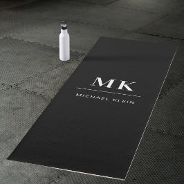 Zwart wit monogram initiaal naam yogamat