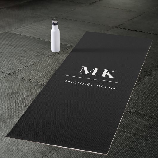 Zwart wit monogram initiaal naam yogamat