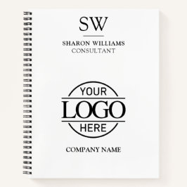 Zwart-wit monogram initiaal notitieboek bedrijfslo