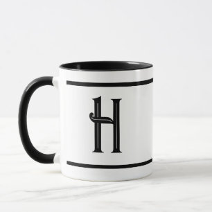 Zwart-wit monogram Initiaal ontwerp Mok