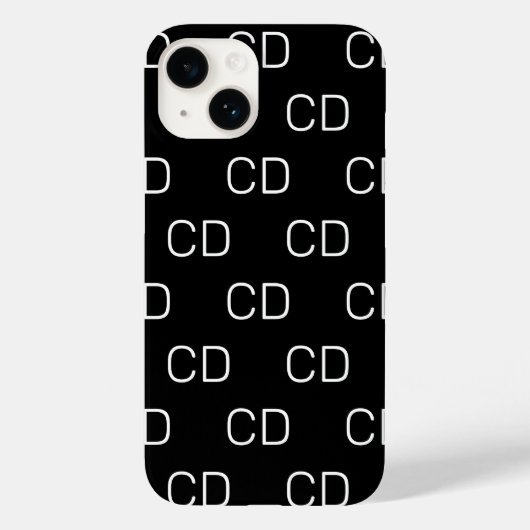 Zwart wit monogram initiaal patroon Case-Mate iPhone case (Achterkant)