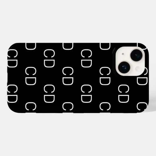 Zwart wit monogram initiaal patroon Case-Mate iPhone case (Achterkant (horizontaal))